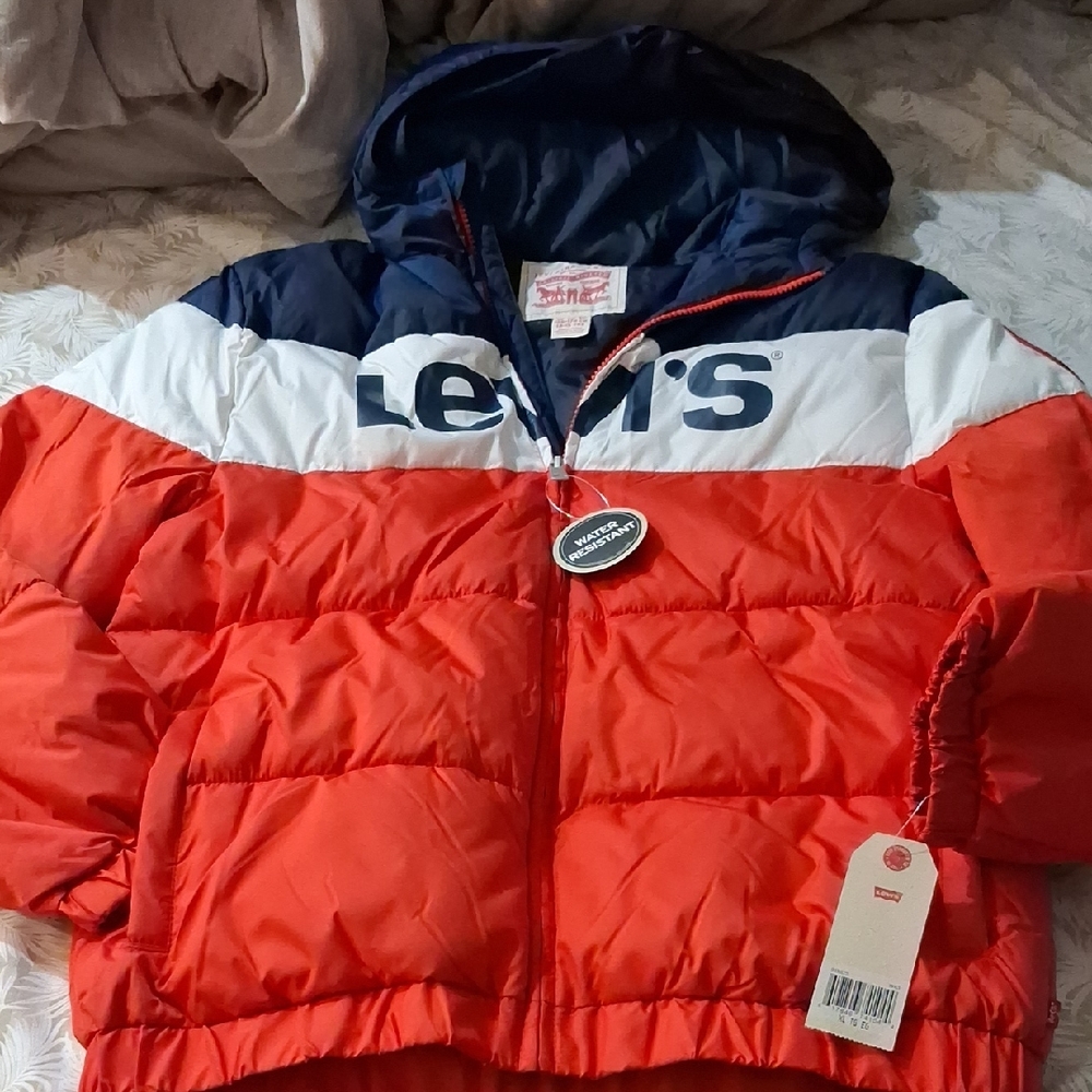 Levi's Kids Bold Red and Navy Puffer Jacket